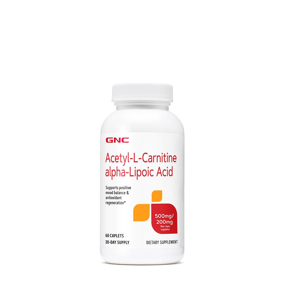 Acetyl-L-Carnitine alpha-Lipoic Acid 500mg / 200mg - 60 Caplets (30 Servings) | GNC
